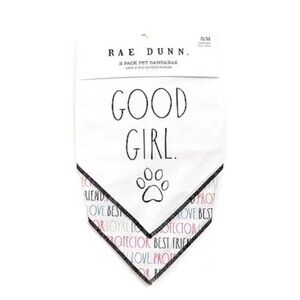 Rae Dunn 2 Pack Pet Bandannas Good Girl Size SM/MED 100% Cotton -